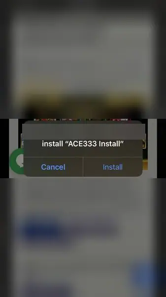 Dialog Safari yang meminta izin memasang ACE333 Install dengan tombol Cancel dan Install