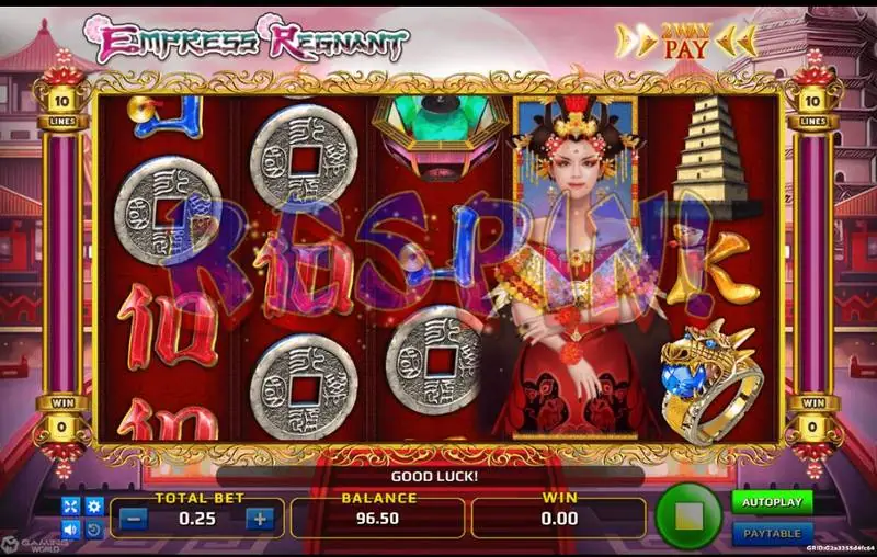 Gulungan Empress Regnant dengan spanduk RESPIN besar dan potret utuh wild permaisuri memenuhi satu gulungan