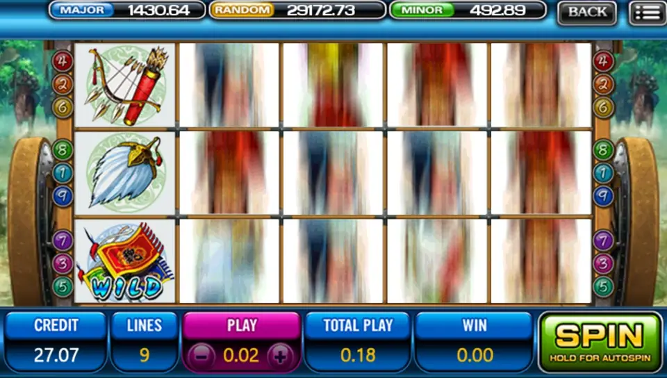 Three Kingdom di ACE333 dengan panji Wild di gulungan 1 sementara gulungan lain berputar