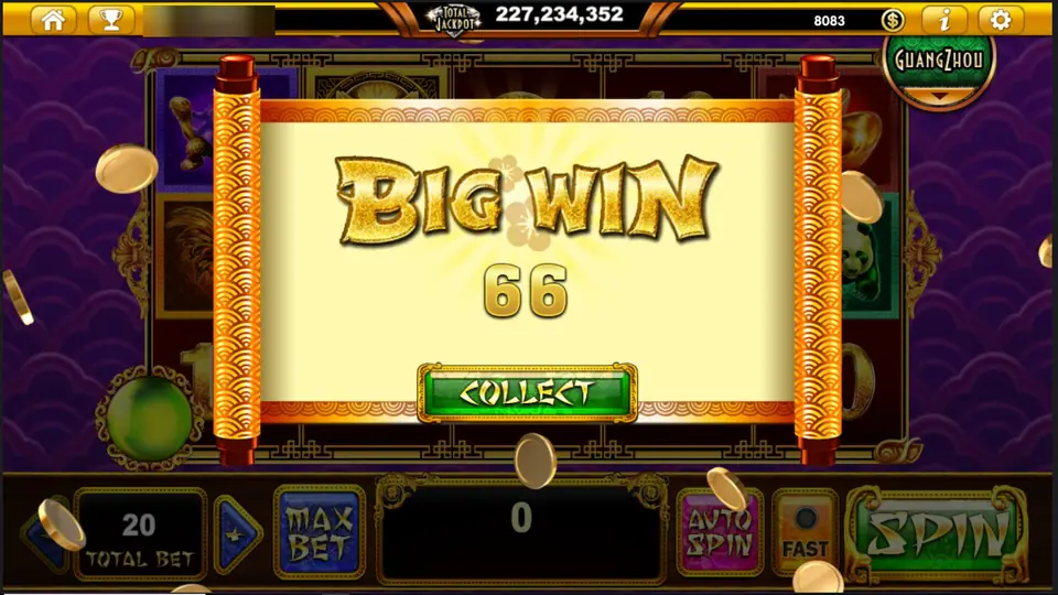 Age of Golden Ape Big Win scroll showing 66 with a Collect button